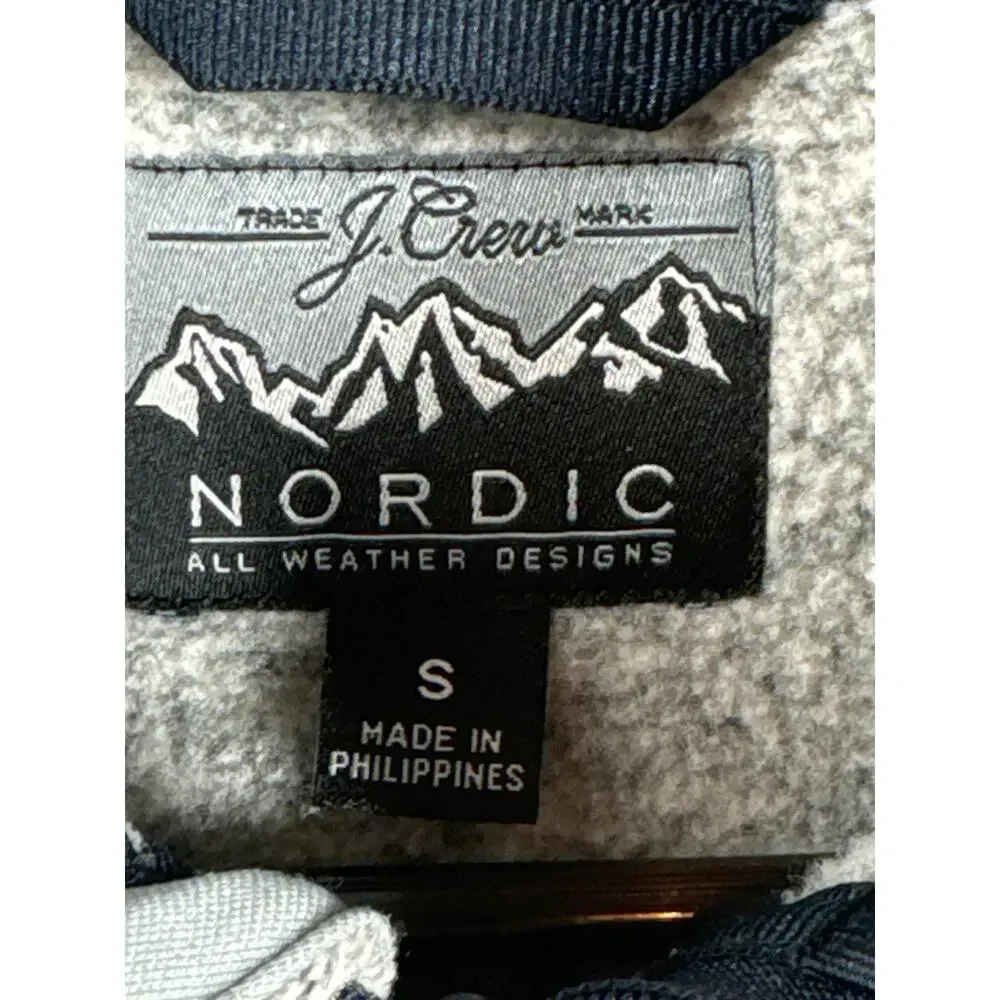 J. Crew Nordic Gray Sweatshirt Pullover Mock Neck Zip Closure Pockets Mens Small